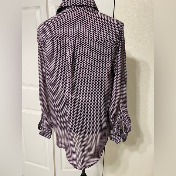 - Nanette Lepore Black Violet dots blouse size M - Picture 2 of 8